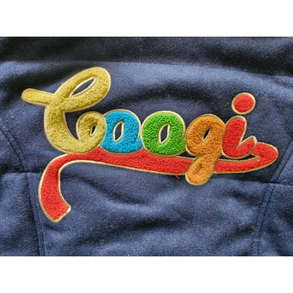 Coogi Women's Logo Rainbow Full Zip Navy Wool Varsity Jacket Fur Hood Size XXL - Picture 3 of 13